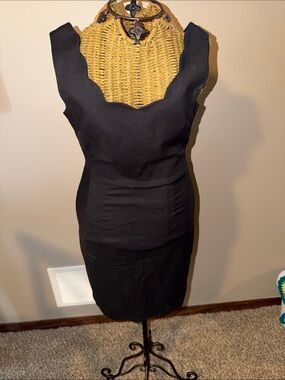 Dainty Hooligan Black Scalloped Neck Mini Dress